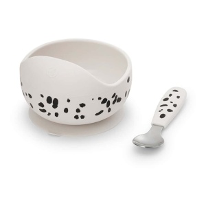 Silikonska posudica sa žlicom Elodie Dalmatian Dots