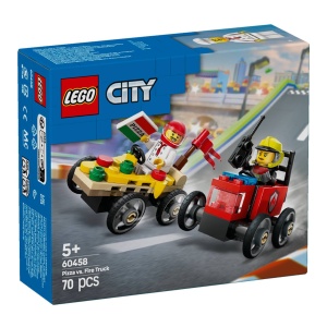 Kocke Lego Auto Dostavljača Pizze Vs Vatrogasno Vozilo U Utrci 60458