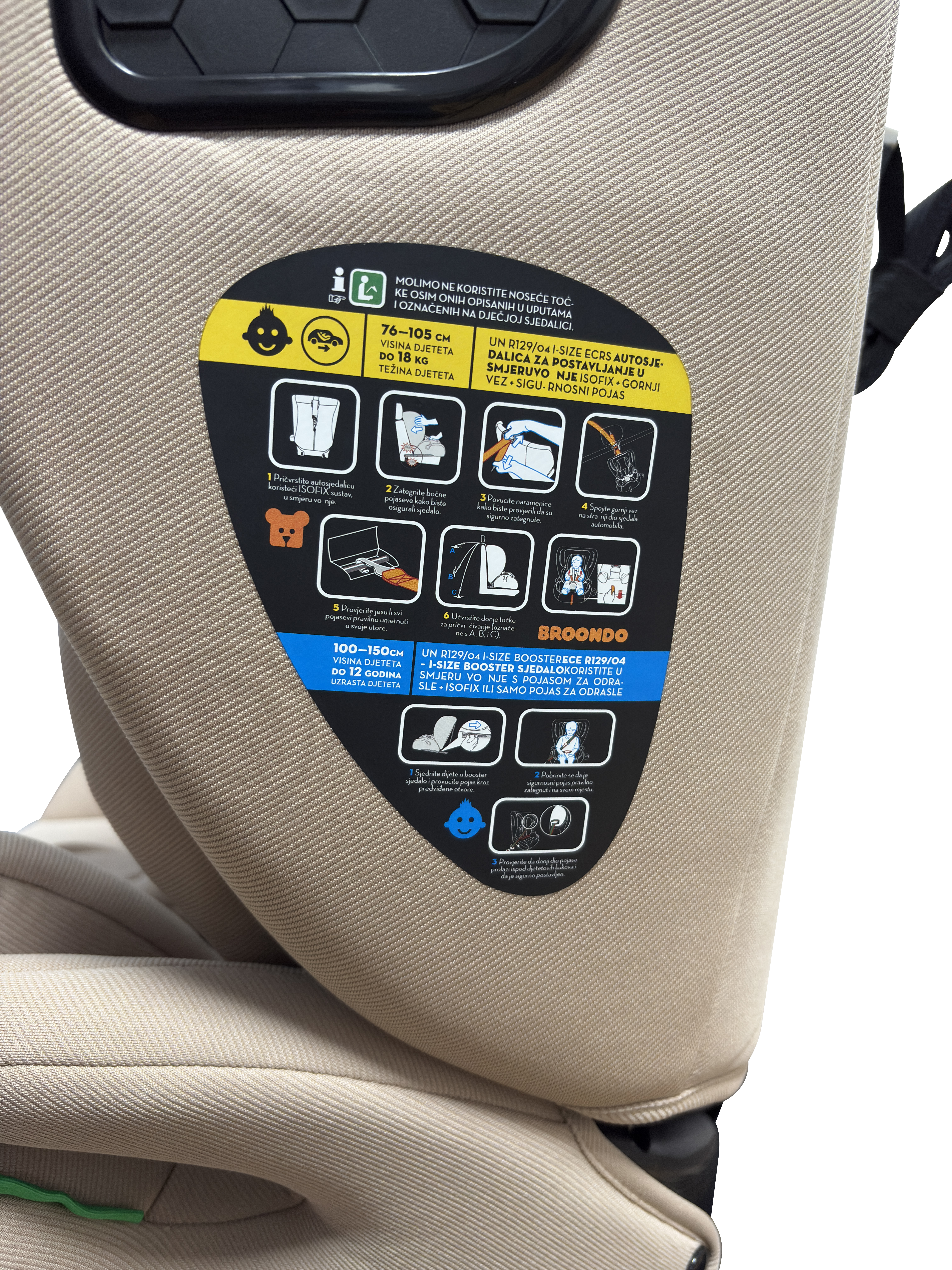 Broondo Proguard I Size autosjedalica prikaz bočne zaštite