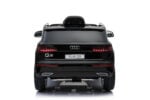 Rear view of a black Audi Q5 SUV, showing taillights and the Audi badge on a white background.