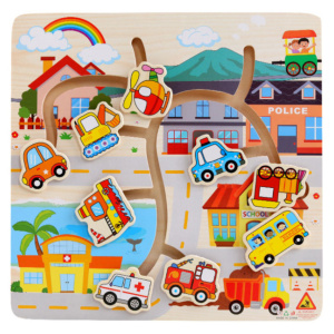 Edukativna igračka drvena ploča Vozila 297138