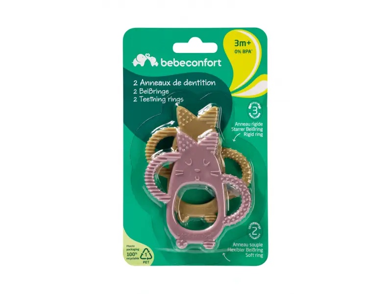 Grickalica Bebeconfort Mačkica 3m+ Zelena/Lavanda 2kom 43187