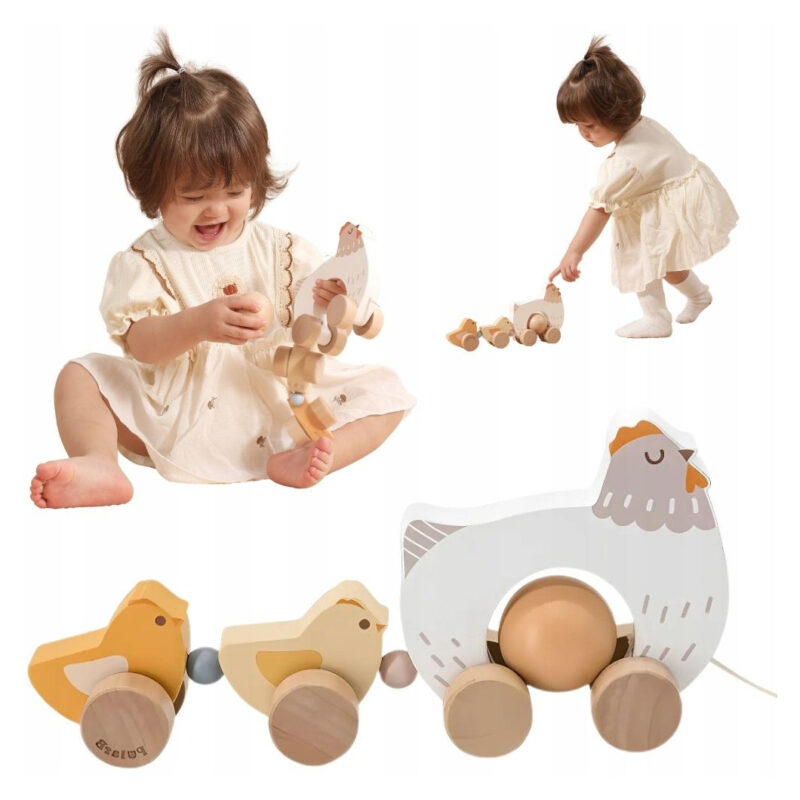 Drvena-Igraka-Na-Povlaenje-Koka-I-Pilii-20260406-185610 Drvena Igračka Na Povlačenje Koka I Pilići - Image 1