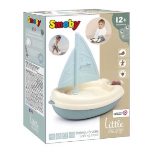 Little Smoby sailing boat toy in pastel blue and white, boxed for babies 12+ months.