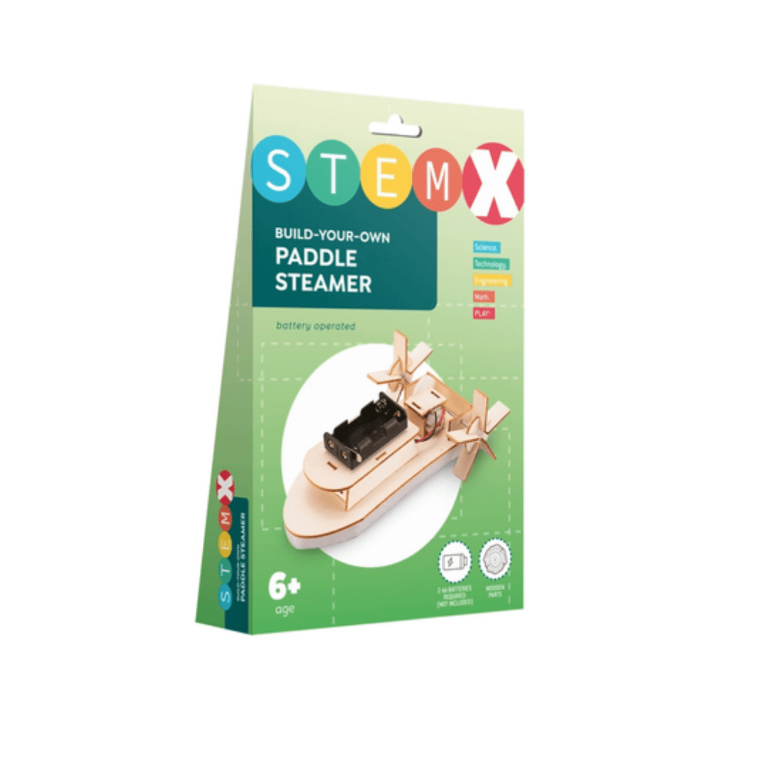 STEM X® Edukativni Set — Drveni Parobrod sa Motorom