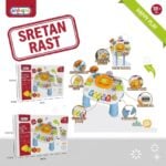 Colorful children's learning toy steering wheel with music buttons and pedals; packaging shows the name 'Sretan Rast' and a white background.