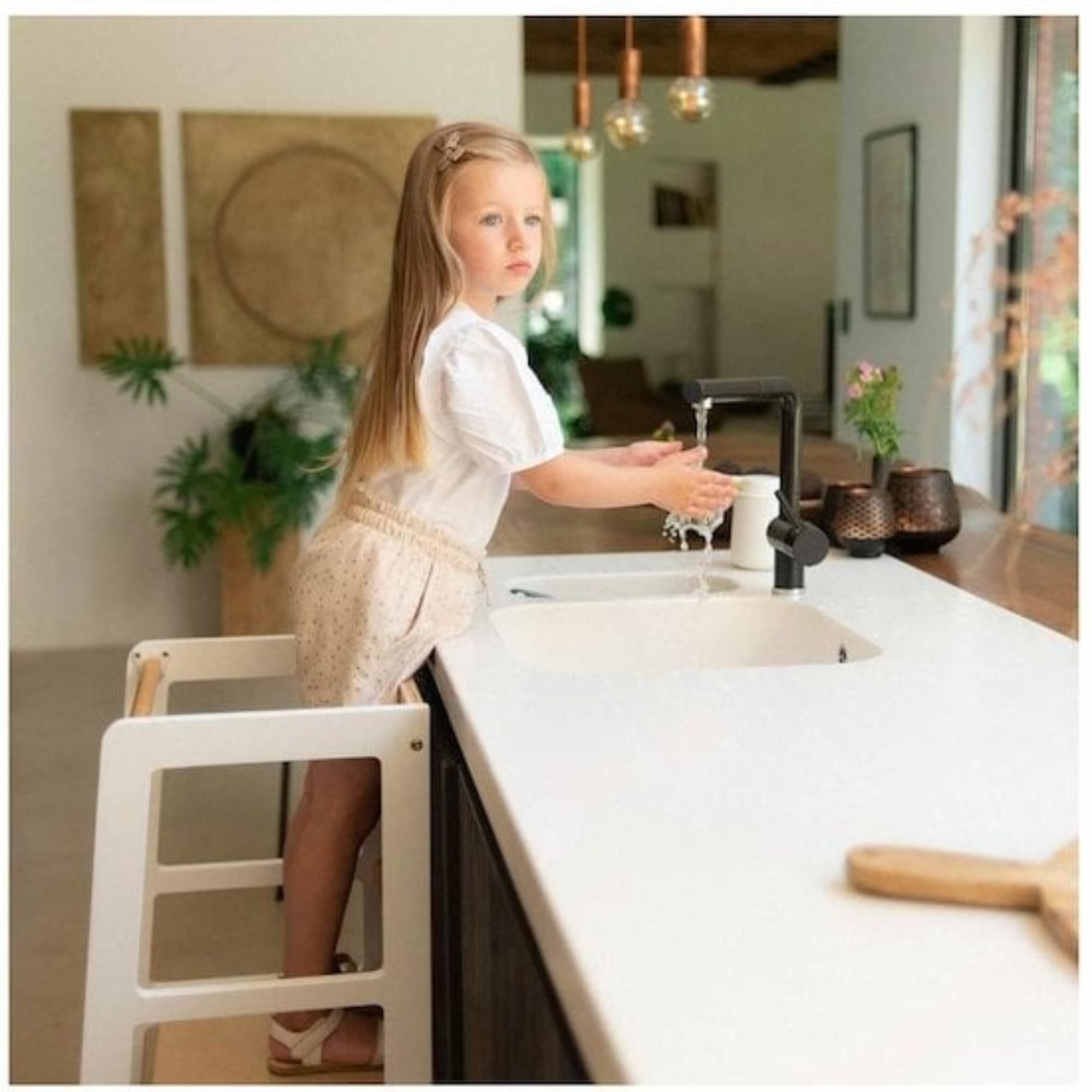 Childhome Learning Tower White Natural Chltnw