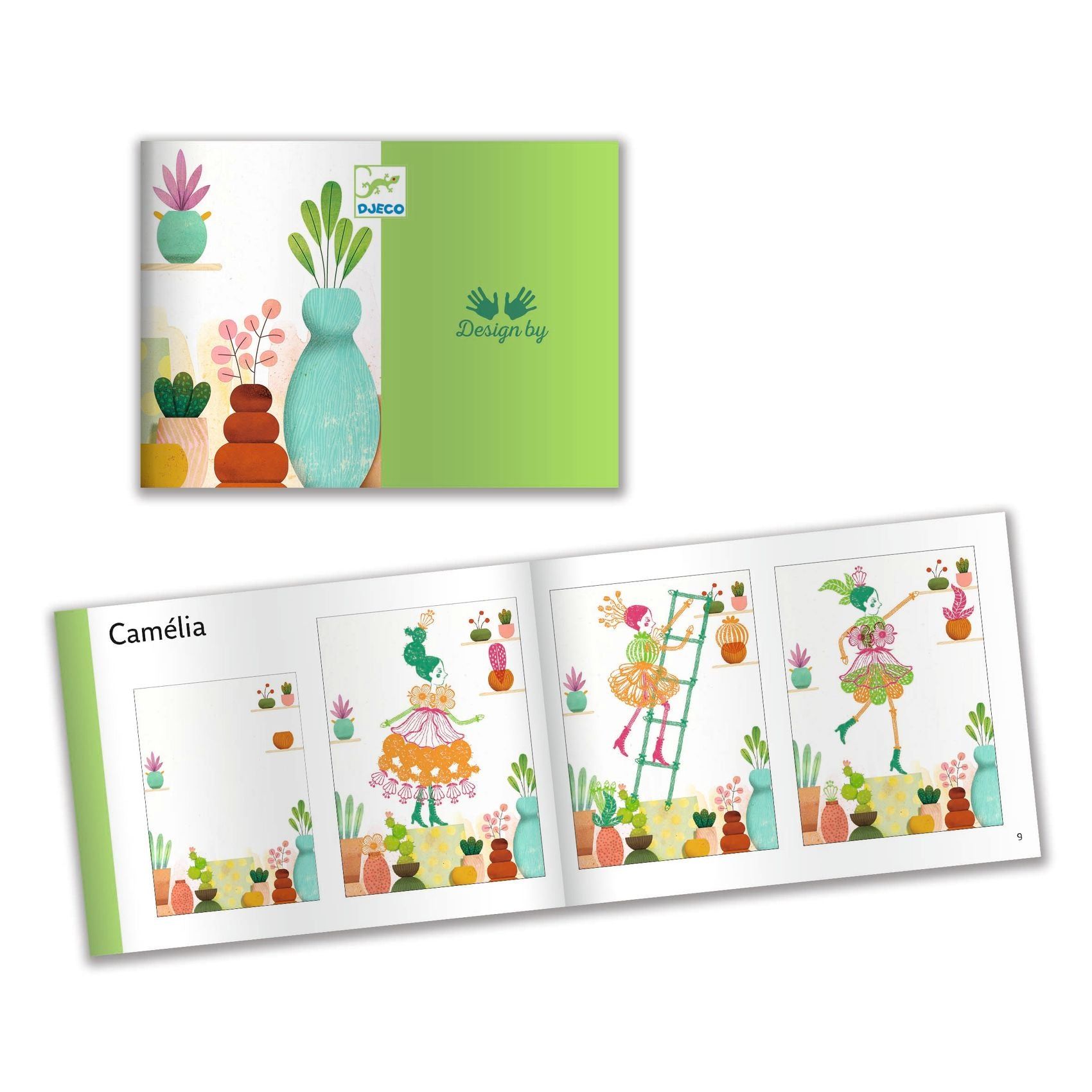 Set sa štambiljima Djeco DJ08741 djevojčice i cvijeće