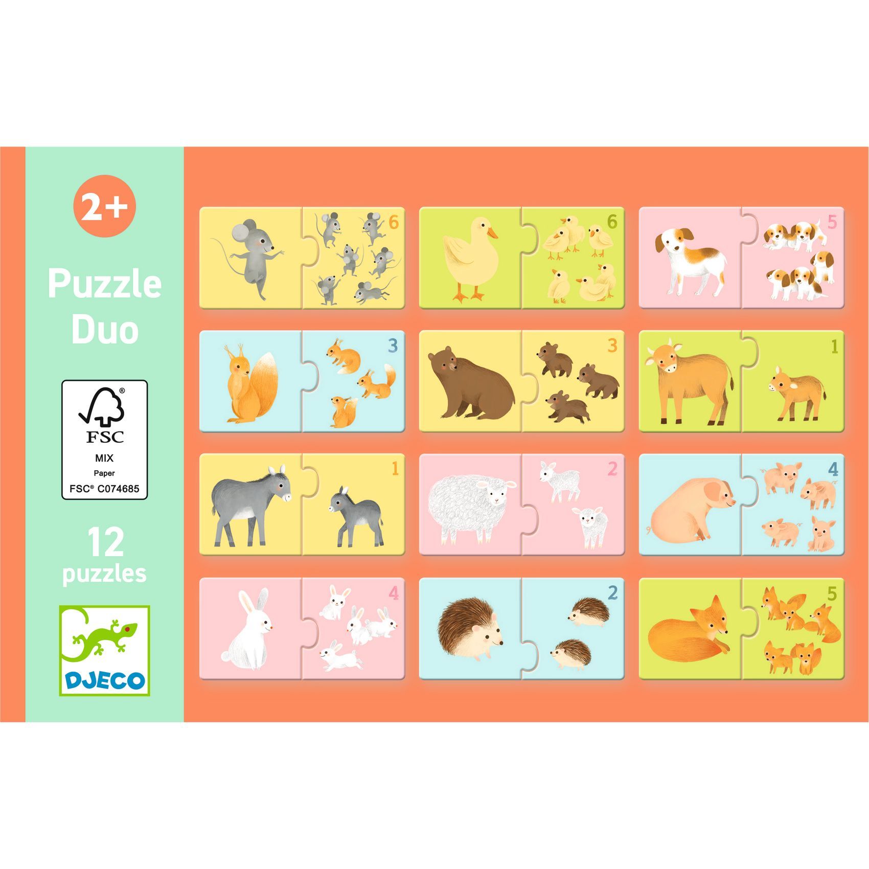 Puzzle duo Djeco male životinje Dj08197