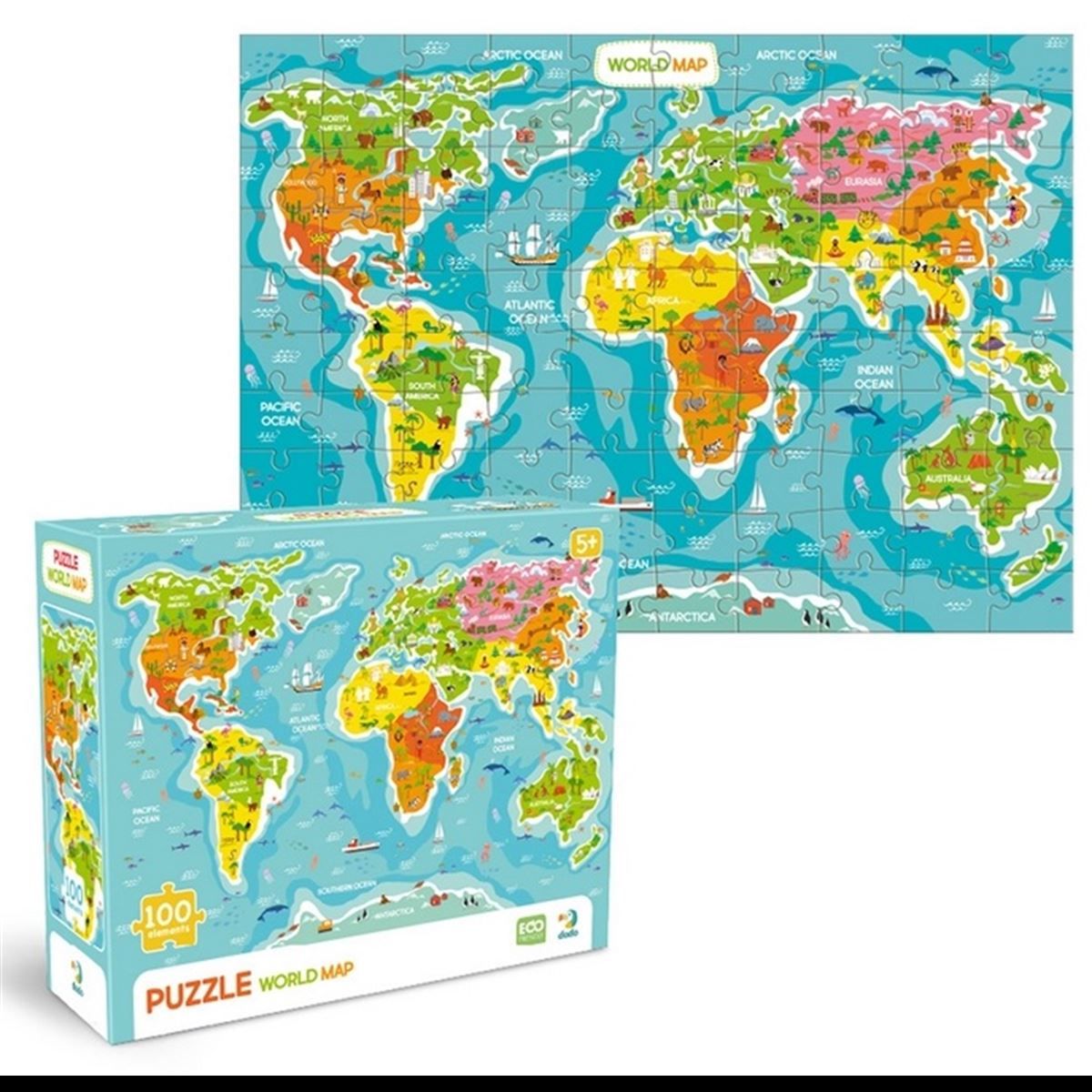 Puzzle Dodo mapa svijeta 100 kom