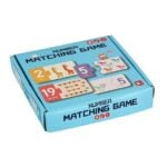 Blue educational box labeled 'Number Matching Game' for kids, showing number and animal puzzle pieces (ages 3+).