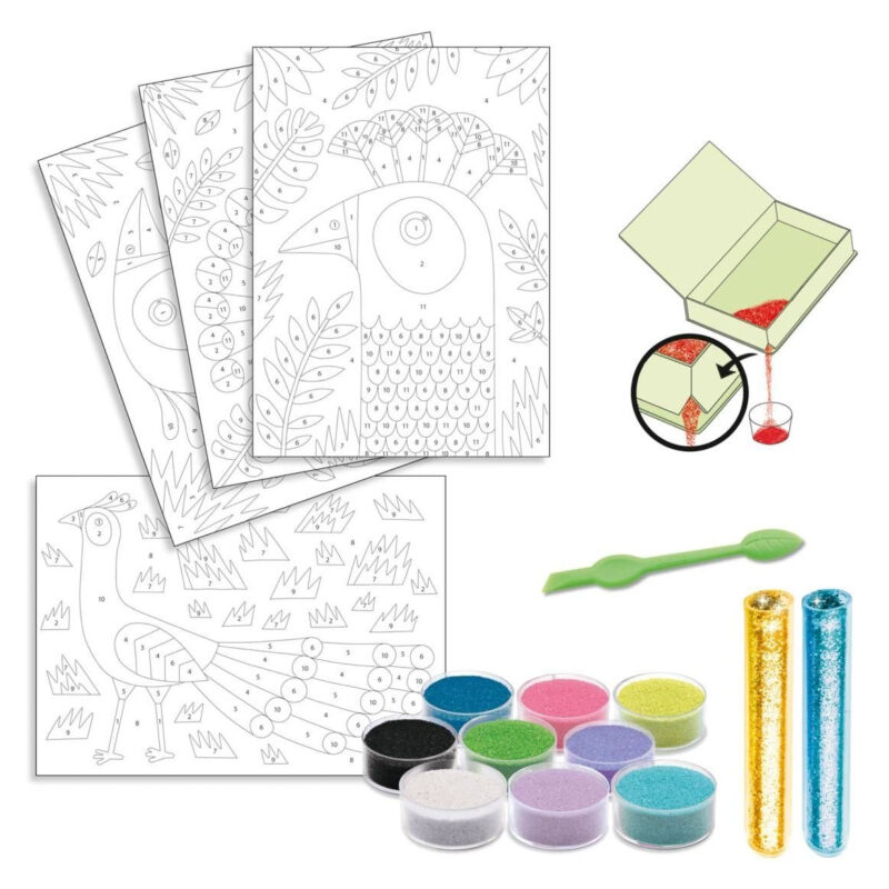 Kreativni set Djeco s pijeskom i gliterom Paun DJ08663 - Image 1
