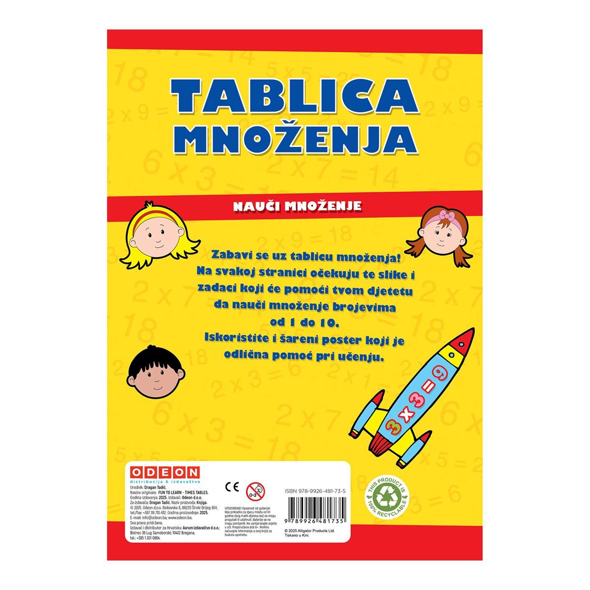 Ode:tablica Množenja Vježbenica S Posterom I Naljepnicama