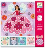 DJECO puzzle box showing a girl fairy in a pink floral gown on a purple background, with 5-piece set.