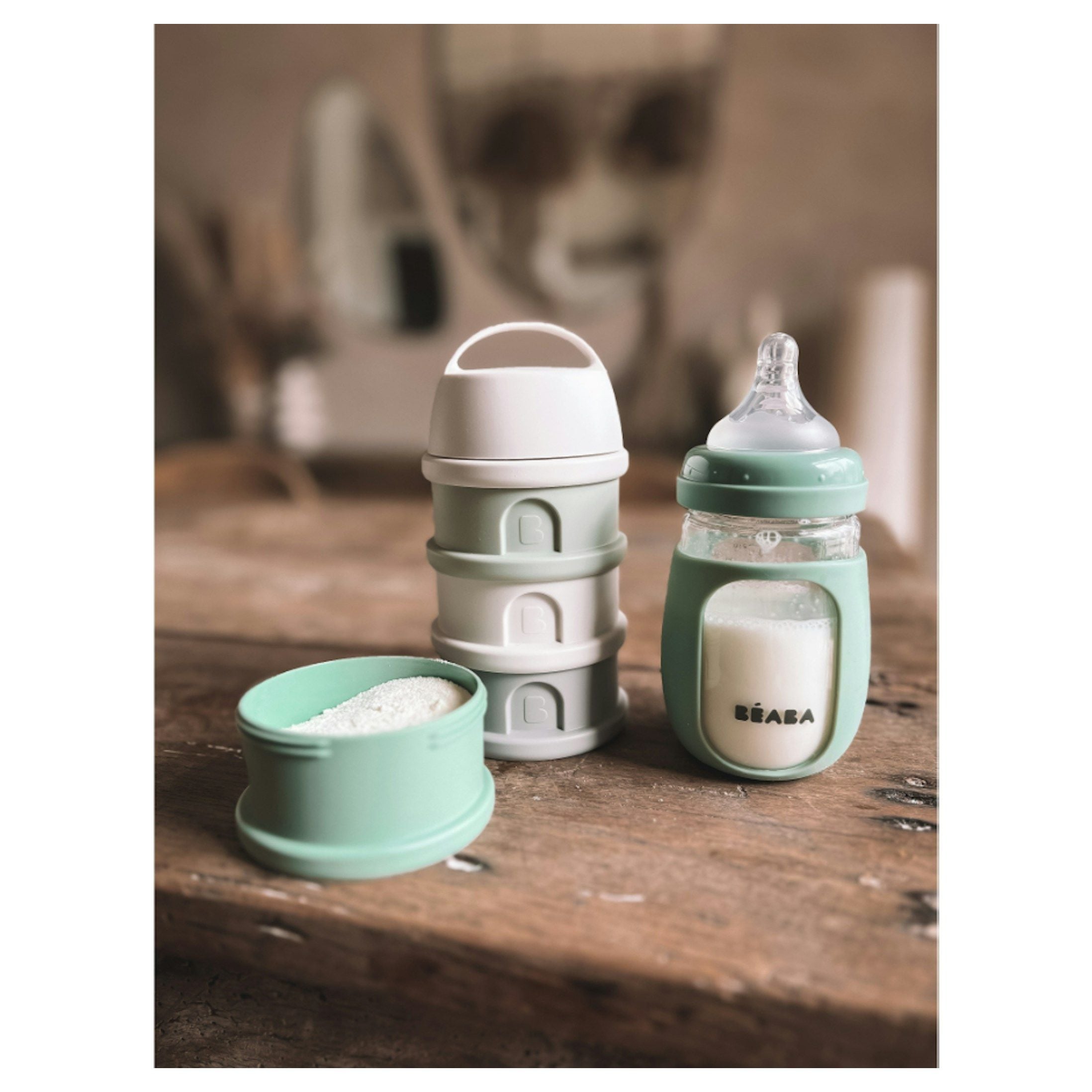 Beaba Posudice Za Baby Formulu Cotton White/sage Green 911711