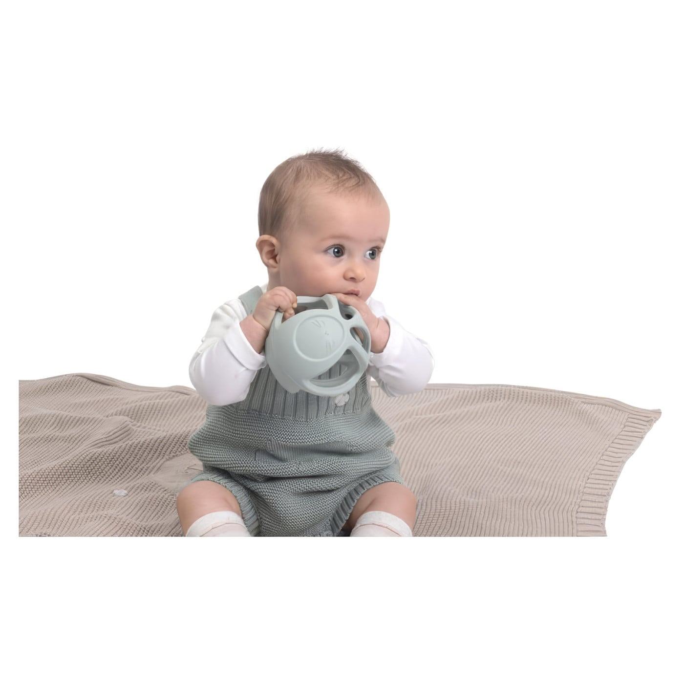 Zvečka Chicco Mekana silikonska lopta Bunny, 0m+
