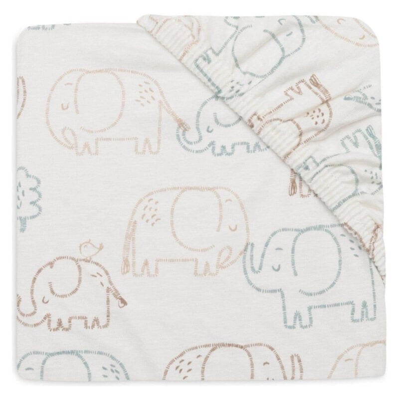Plahta za krevetić Jollein Jersey Elephant Tales 60×120 cm - Image 1