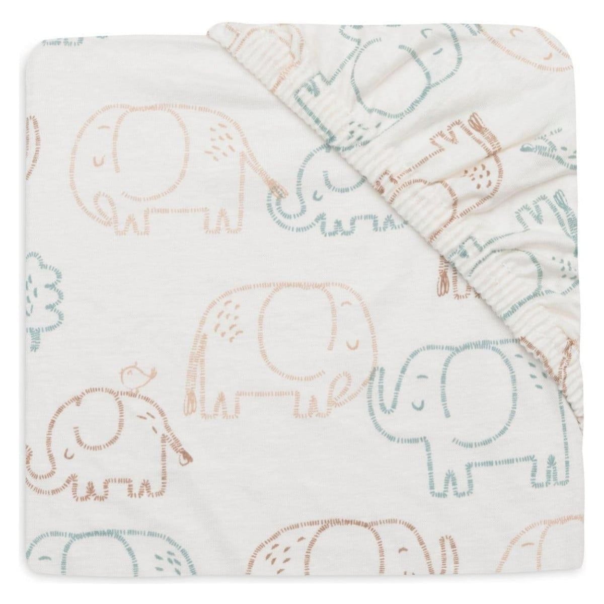 Plahta za krevetić Jollein Jersey Elephant Tales 60×120 cm