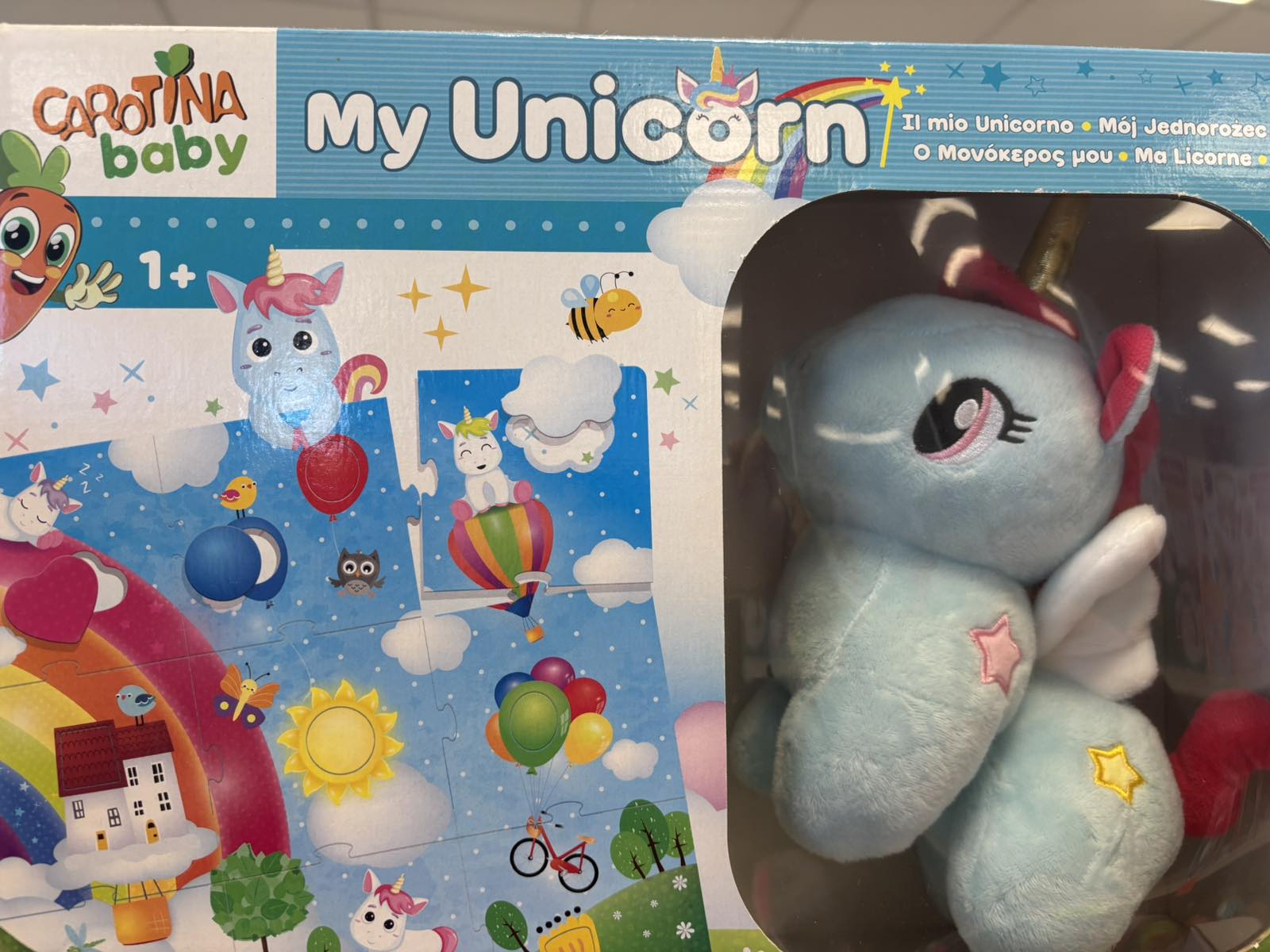 Outlet: Edukativna igra Carotina Baby Set Plišani Jednorog Mega Puzzle 33964
